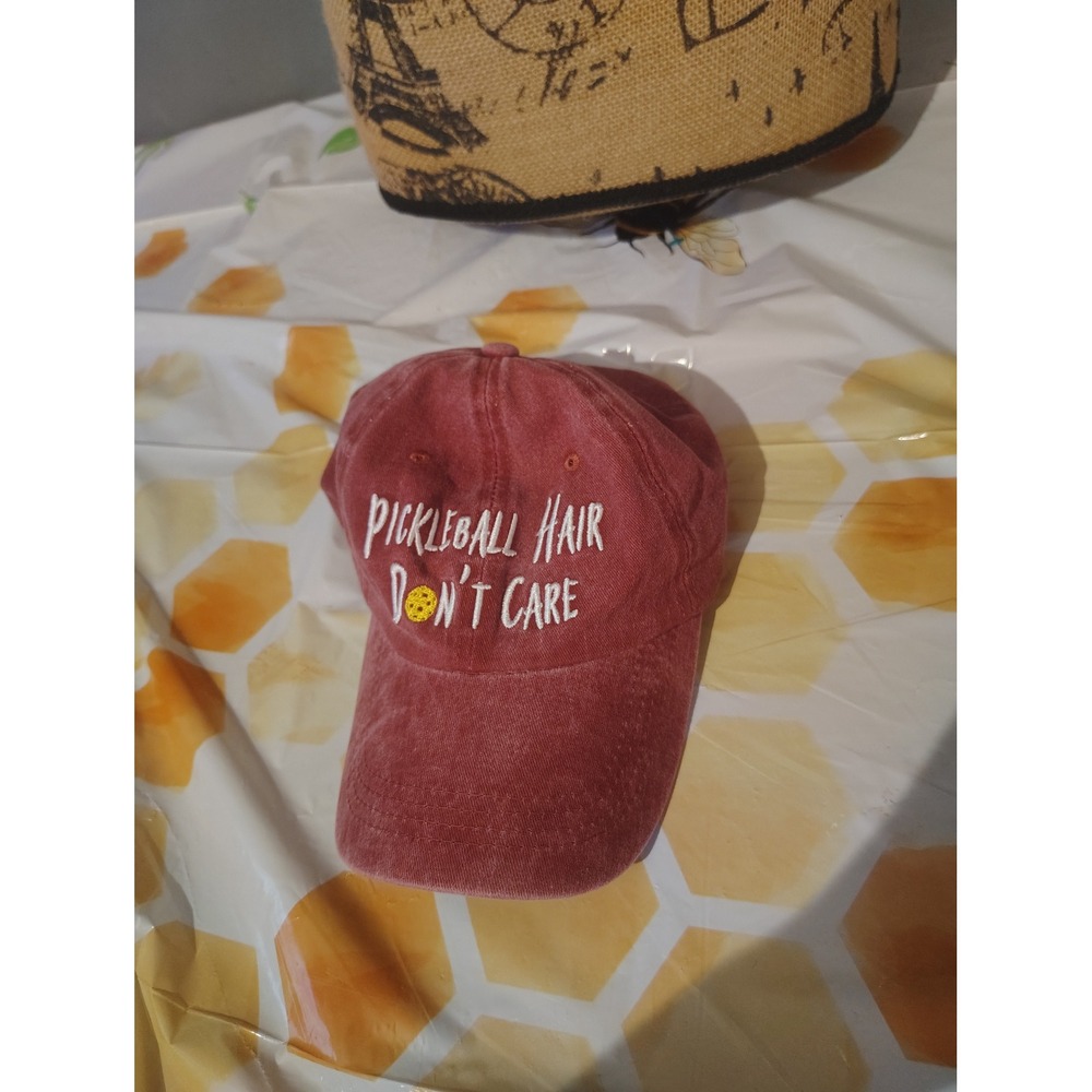 Waldeal Pickleball Hair Don't Care Baseball Cap Washed Red Adjustable Dad Hat
